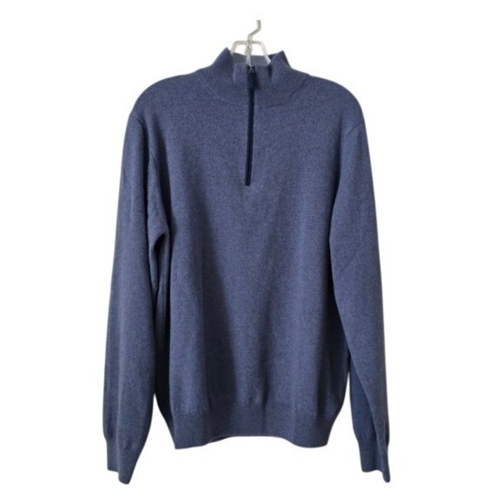Saks Fifth Avenue Mens 100% Cashmere Quarter Zip Sweater Purple Blue Large Italy
